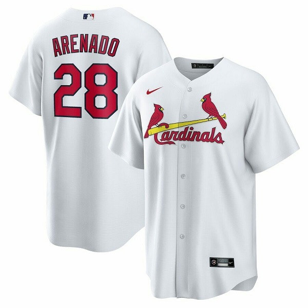 Men's St. Louis Cardinals #28 Nolan Arenado White Cool Base Stitched MLB Jersey